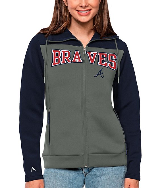 Color:Atlanta Braves Navy - Image 1 - Women's MLB National League Protect Hoodie