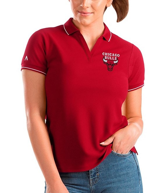 Color:Chicago Bulls Dark Red - Image 1 - Women's NBA Eastern Conference Affluent Short-Sleeve Polo Shirt