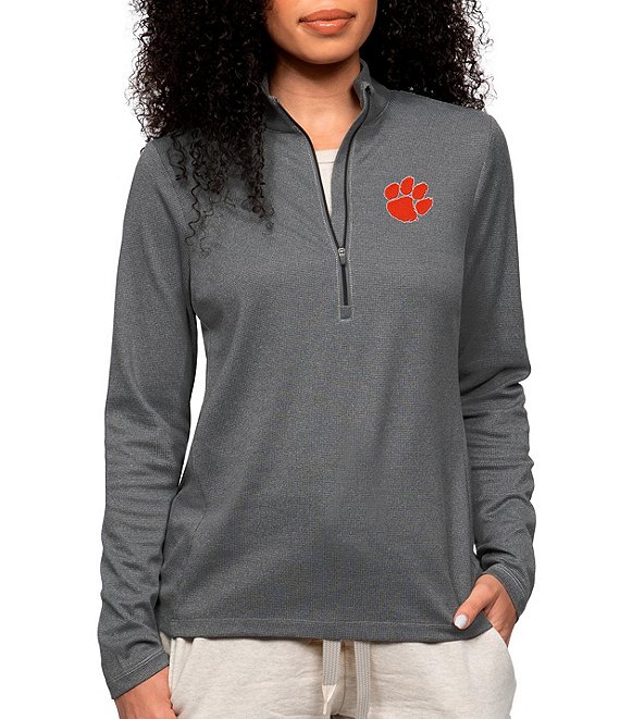 Color:Clemson Tigers Charcoal - Image 1 - Women's NCAA ACC Epic Quarter Zip Pullover