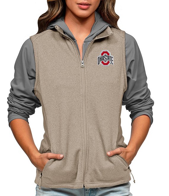 Color:Ohio State Buckeyes Oatmeal - Image 1 - Women's NCAA Big 10 Mock Neck Course Vest