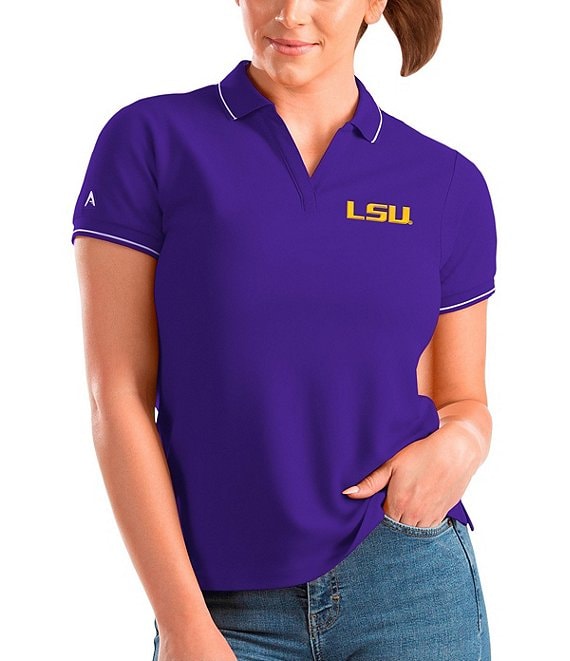 Color:LSU Tigers Dark Purple - Image 1 - Women's NCAA SEC Affluent Short-Sleeve Polo Shirt