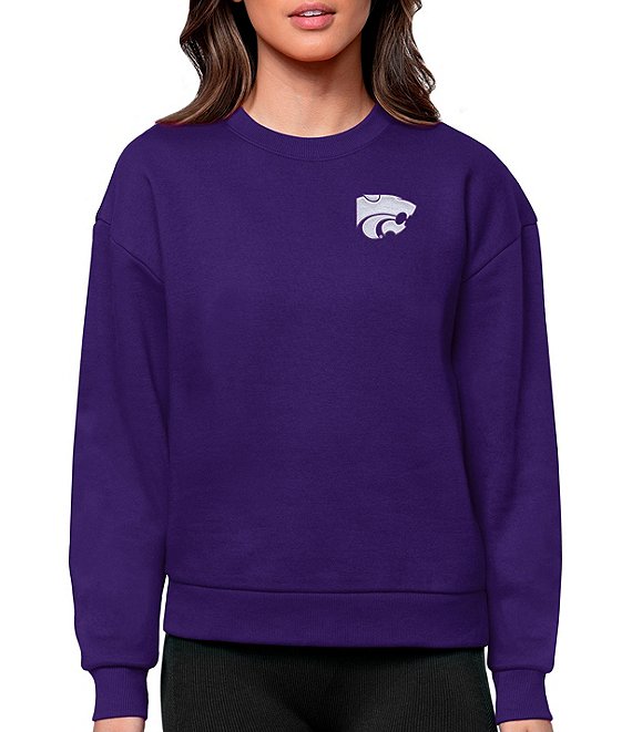 Color:Kansas State Wildcats Dark Purple - Image 1 - Women's NCAA Crew Neck Long Sleeve Sweatshirt