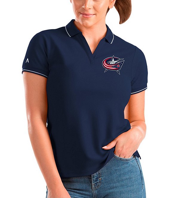 Color:Columbus Blue Jackets Navy/White - Image 1 - Women's NHL Eastern Conference Affluent Short-Sleeve Polo Shirt