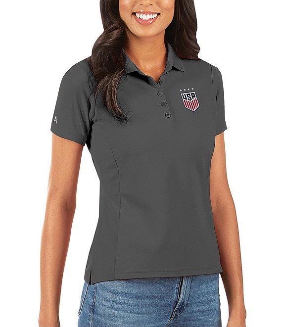 Color:Carbon - Image 1 - Women's USA Soccer Legacy Pique Short-Sleeve Polo Shirt