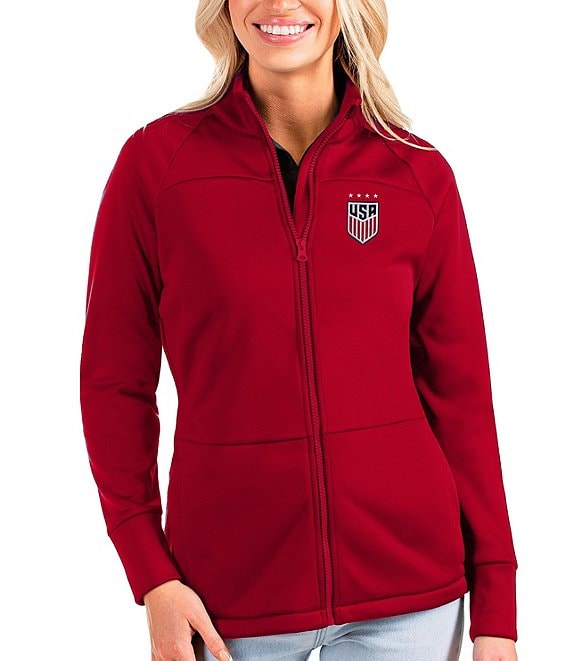 Color:Dark Red - Image 1 - Women's USA Soccer Links Water-Resistant Golf Jacket