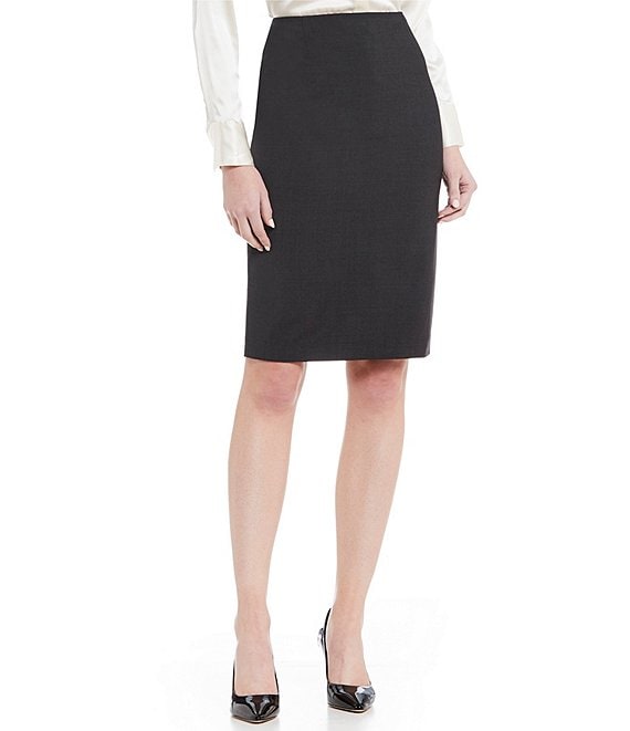 Color:Grey - Image 1 - Ace Wool Pencil Skirt