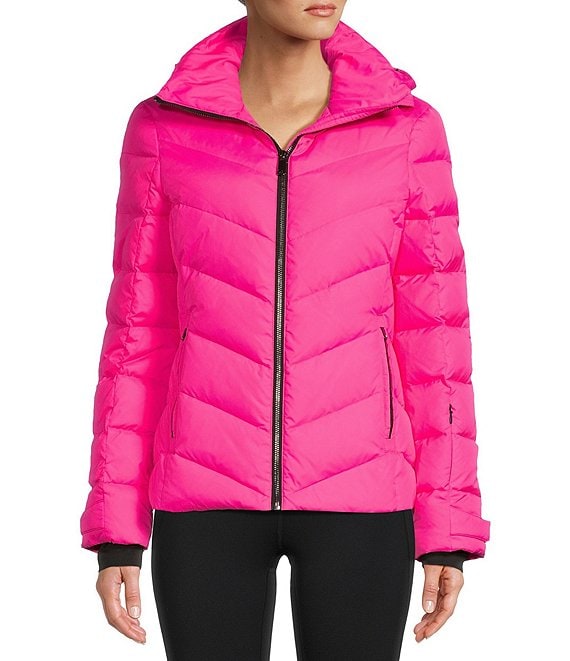 Color:Bright Pink - Image 1 - Active Alpine Hooded Long Sleeve Puffer Jacket