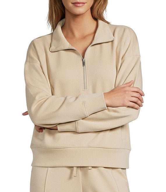 Antonio Melani Active Coordinating Half Zip Sweatshirt, Sand - Image 1