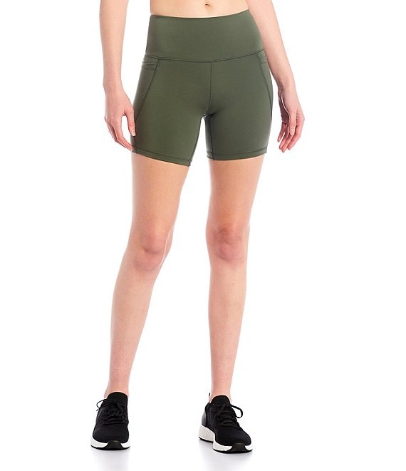 Color:Olive - Image 1 - Active Power 6#double; High Waisted Side Pocket Coordinating Bike Shorts
