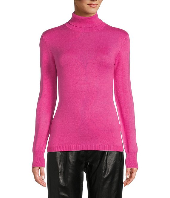 Color:Bright Pink - Image 1 - Aela Turtleneck Sweater