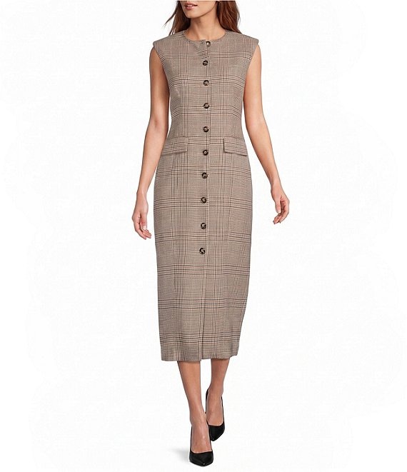 Antonio Melani Alba Button Front Sleeveless Pencil Dress
