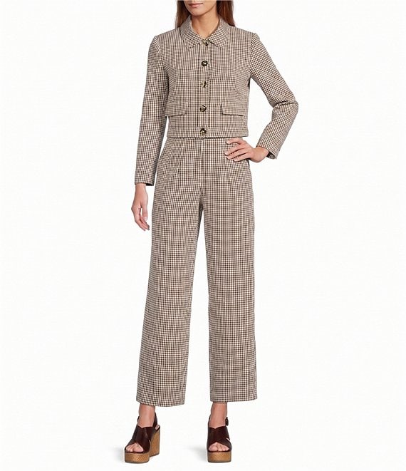 Antonio Melani Anniston Gingham Flat Front Coordinating Pants