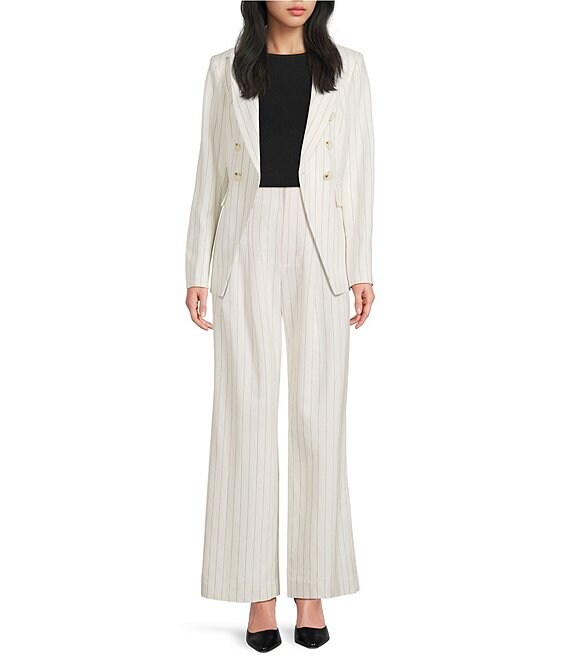 Antonio Melani Aurora Linen Notch Lapel Long Sleeve Button Front Blazer