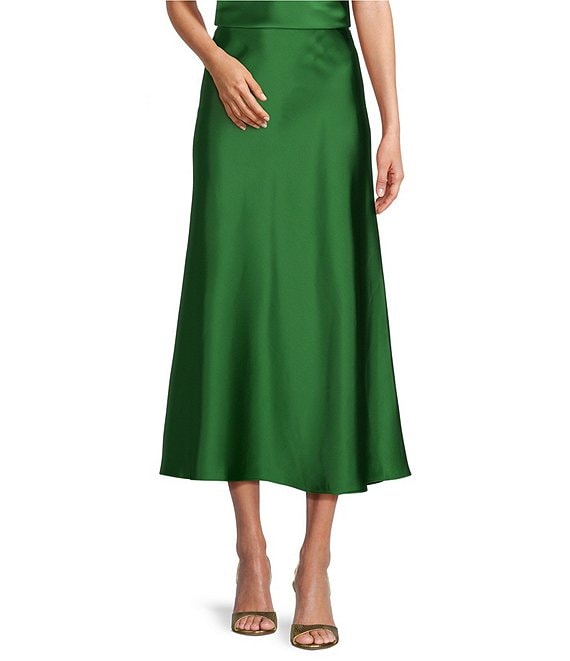 Antonio Melani Bella A Line Satin Midi Skirt Dillard s