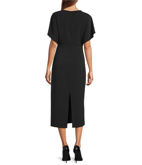 antonio melani black dress Carter Short Sleeve Crew Neck Crepe Sheath Midi A-Line Formal Dresses [$138.99] Formal Long Black Ebay Size:M/8-10