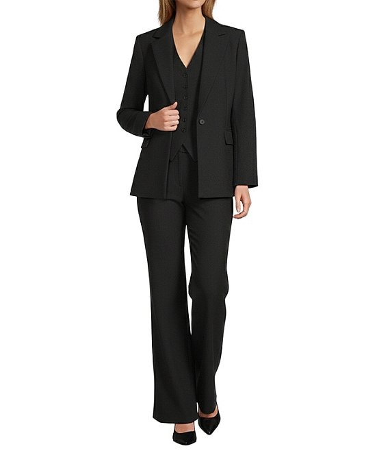 Antonio Melani Cassidee Long Sleeve Notched Lapel Blazer & Danielle Peplum Vest & Tegan Flat Front Bootcut Pants