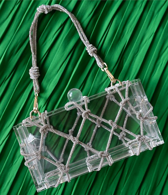 Cezanne Clear Rhinestone Handle Minaudiere Box Clutch Bag | Dillard's