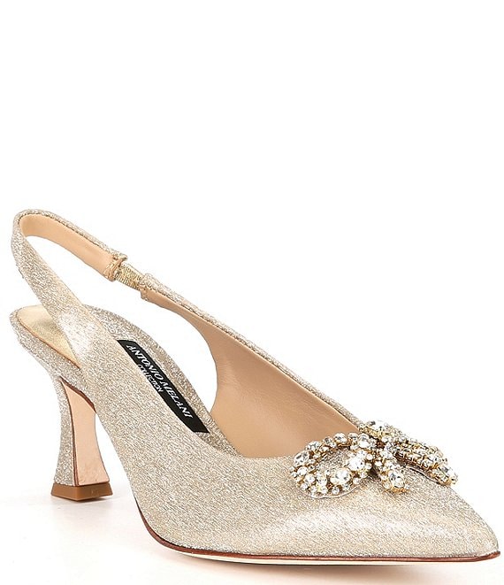 Color:Slipper - Image 1 - Collection Stellar Crystal Bow Ornament Slingback Pumps