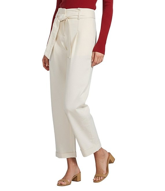 Antonio Melani Cora Tie Front Pleated Cuffed Pants, Ecru - Image 1