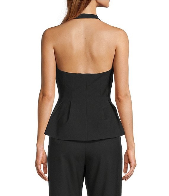 Antonio Melani Danielle Stretch Button Front Sleeveless Halter V