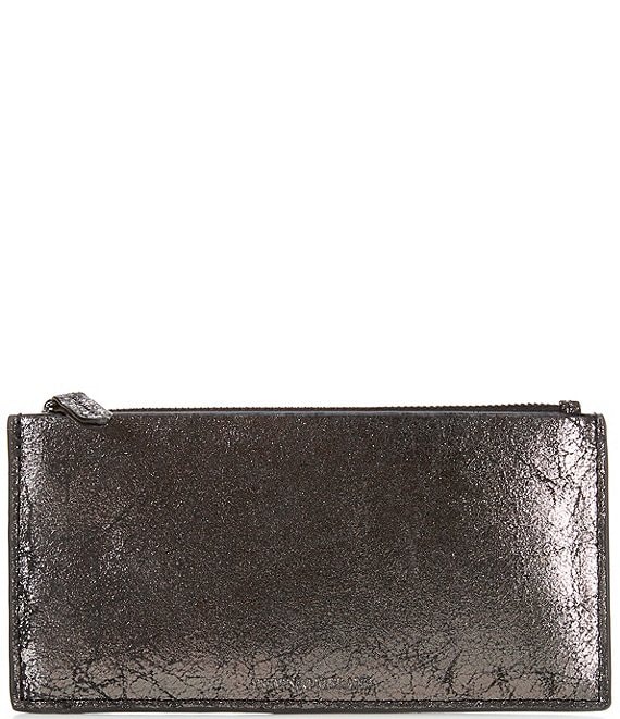 Antonio Melani East West Metallic Leather Flat Zip Wallet | Dillard's