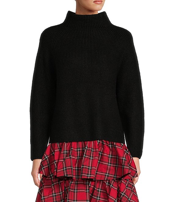 Color:Black - Image 1 - Gabby High Neck Pullover Sweater