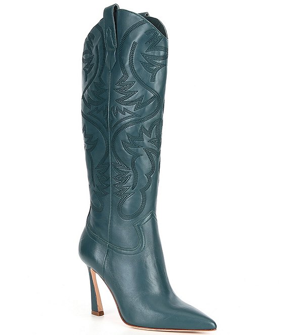 Color:Deep River Green - Image 1 - Gael Leather Western Tall Boots