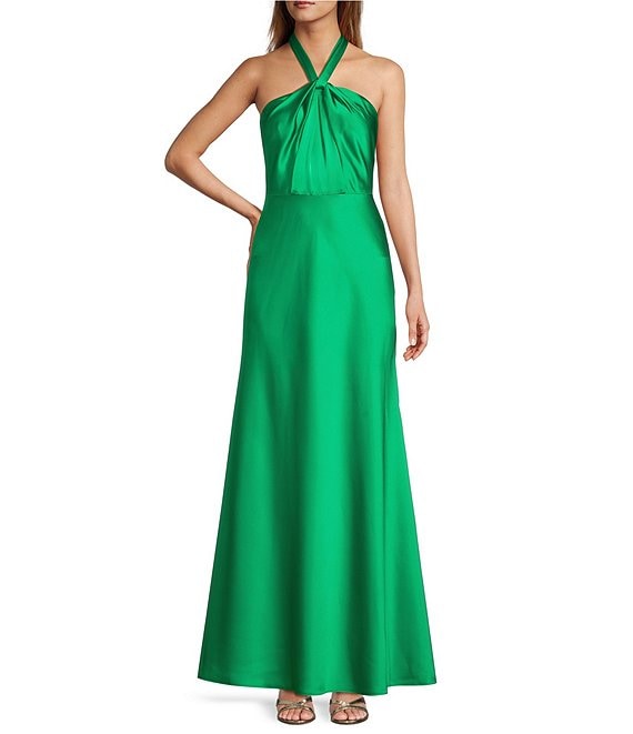Antonio Melani Hana Satin Halter Neck Sleeveless A-Line Dress | Dillard's