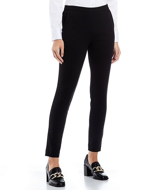 Color:Black - Image 1 - Kasia Flat Front Slim Leg Pants