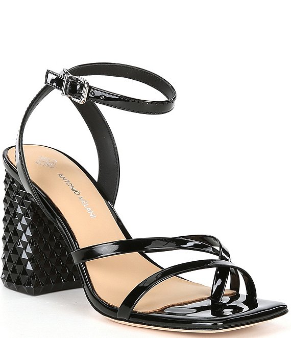 Black Ankle Strap Strappy Patent Leather Sandals Black Ankle Strap Strappy Patent Leather Sandals