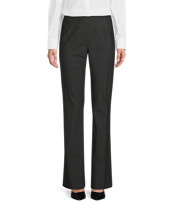 Color:Light Grey - Image 1 - Kendall Wool Zipper Front Trousers