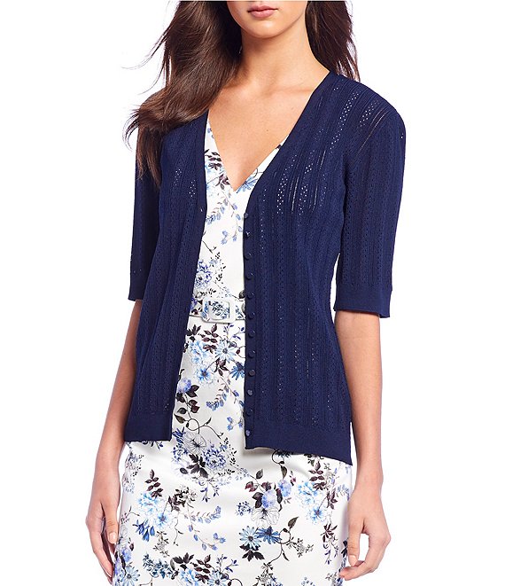 Antonio Melani Krissy Button Front Elbow Sleeve Cardigan Dillard's