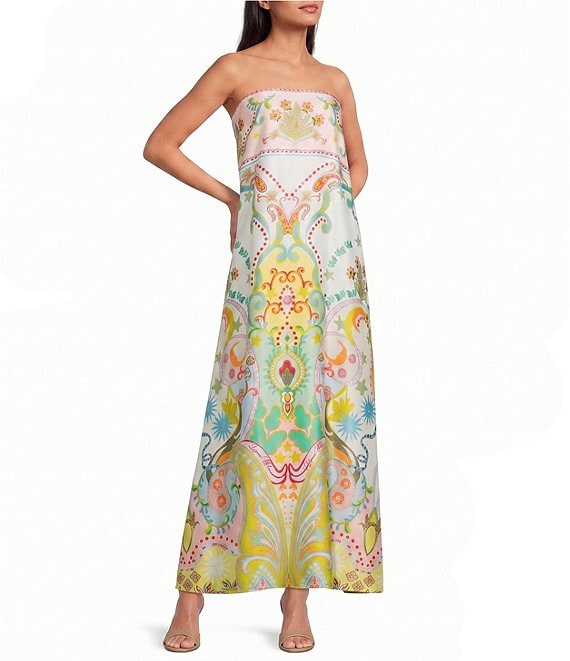 Antonio Melani Lucia Printed Satin Strapless Dress
