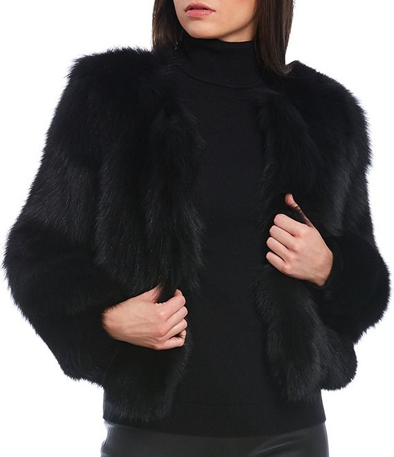 short black fur jacket womens