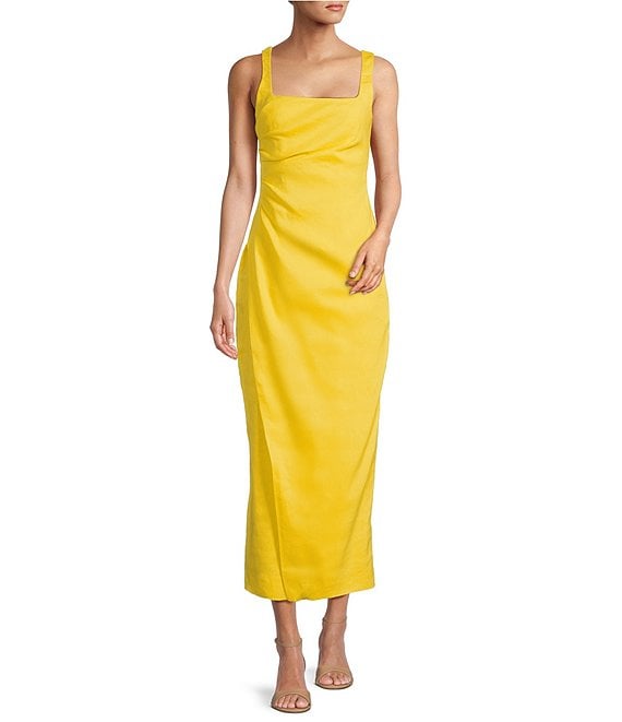 Antonio Melani Madison Stretch Linen Square Neck Sleeveless Dress