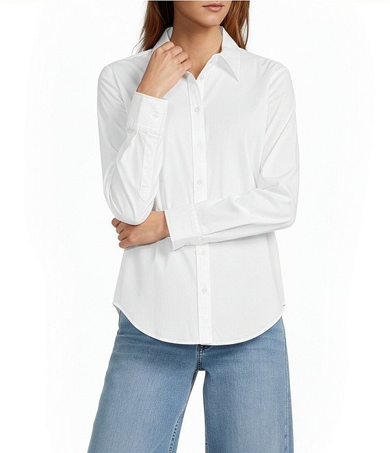 Antonio Melani Mallory Long Sleeve Point Collar Stretch Poplin Blouse