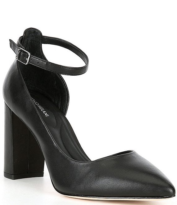 Color:Black - Image 1 - Margot Ankle Strap Leather Pumps
