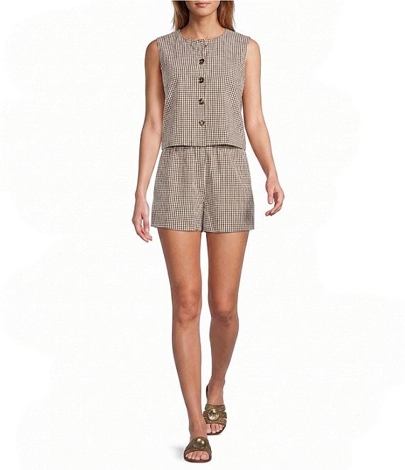 Antonio Melani Maria Gingham Sleeveless Button Front Coordinating Vest