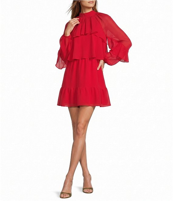 Antonio Melani Marlowe Long Sleeve Mock Neckline Removeable Cape Dress