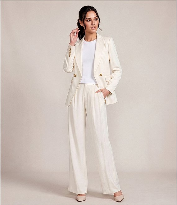 Antonio Melani Kiera Linen Notch Lapel Long Sleeve Button Front