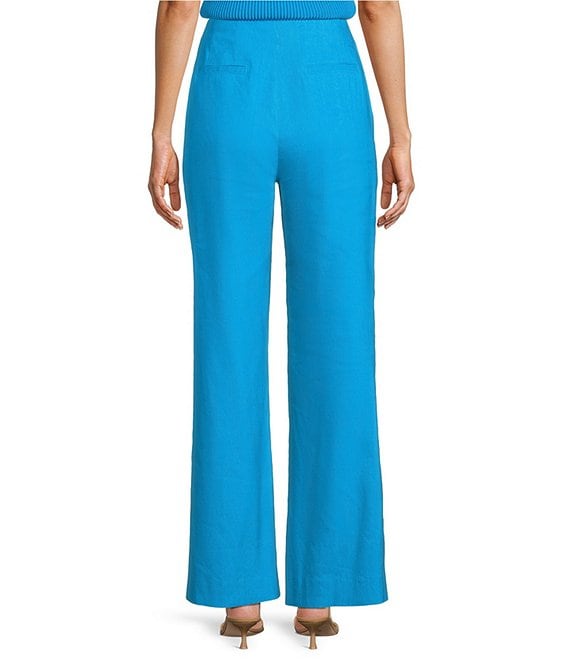 Antonio Melani Melinda Linen High Rise Flat Front Pleated Wide Leg