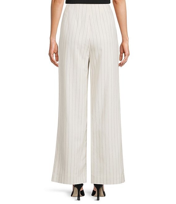 Antonio Melani Melinda Linen Stripe Flat Front Straight Leg Pants