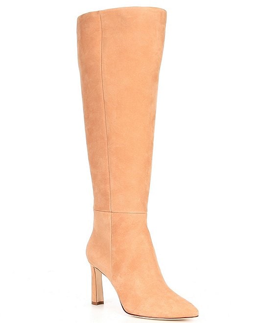 Color:Italian Clay - Image 1 - Nubuck Stellah Wide Calf Over-the-Knee Dress Boots