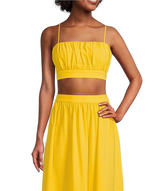 Color:Citron - Image 1 - Paige Cropped Square Neck Sleeveless Coordinating Blouse
