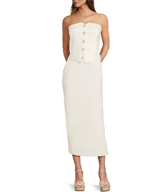 Antonio Melani Scottie Woven Divet Neckline Sleeveless Button Front Coordinating Vest