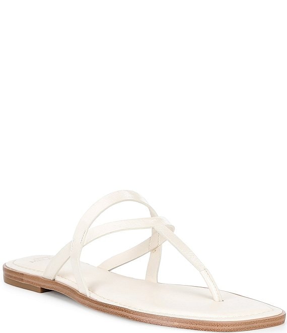 Antonio Melani Shanon Glossy Leather Toe Loop Flat Sandals