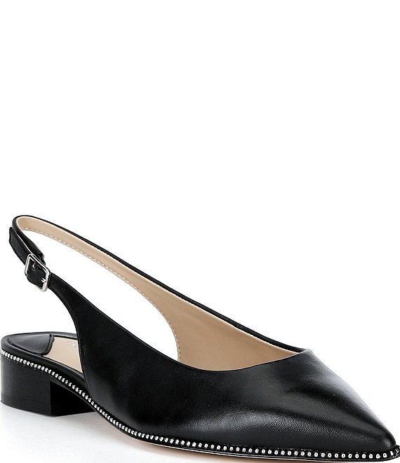 Antonio Melani Shaw Leather Ball Chain Slingback Flats