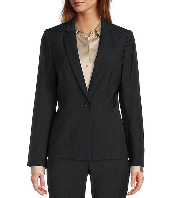Color:Grey - Image 1 - Nala Long Sleeve Notch Lapel Wool Blend Jacket