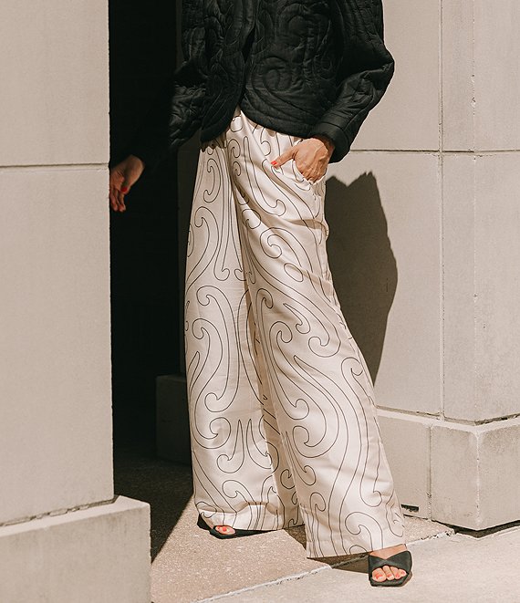 Antonio Melani x Elizabeth Damrich Dali Printed Satin Twill Flat Front Pant  | Dillard's