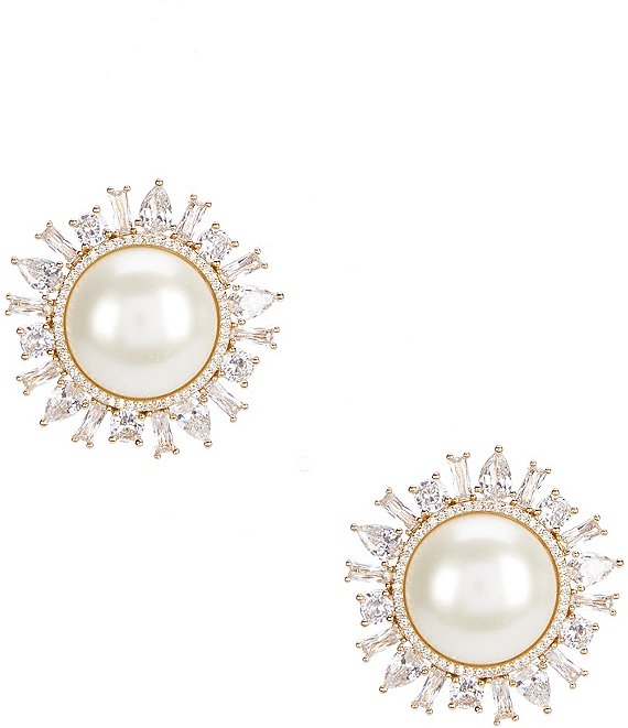Color:Gold/Pearl - Image 1 - x Nicola Bathie Maddie Pearl Stud Earrings